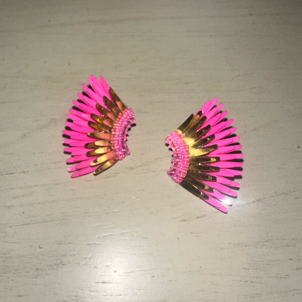 Mignonne Gavigan Pink and Gold Fan Earrings